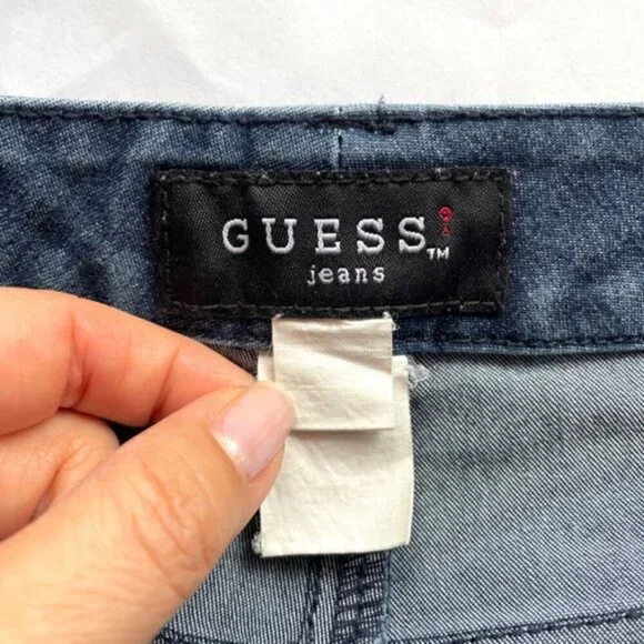 Vintage Y2K Guess Bootcut Cropped Jeans w/ Faux Fur Trim - 28" - Picture 7 of 12